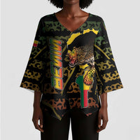 Personalized Benin Kimono Sleeve Blouse Powerful African Leopard - Wonder Print Shop