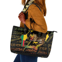 Benin Leather Tote Bag Powerful African Leopard - Wonder Print Shop