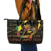 Benin Leather Tote Bag Powerful African Leopard - Wonder Print Shop
