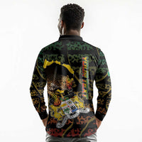 Personalized Benin Long Sleeve Polo Shirt Powerful African Leopard - Wonder Print Shop
