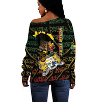 Personalized Benin Off Shoulder Sweater Powerful African Leopard - Wonder Print Shop