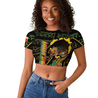 Personalized Benin Raglan Cropped T shirt Powerful African Leopard - Wonder Print Shop