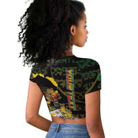 Personalized Benin Raglan Cropped T shirt Powerful African Leopard - Wonder Print Shop