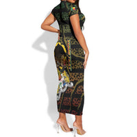 Personalized Benin Short Sleeve Bodycon Dress Powerful African Leopard - Wonder Print Shop