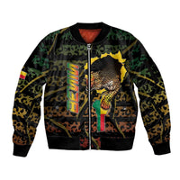 Personalized Benin Sleeve Zip Bomber Jacket Powerful African Leopard - Wonder Print Shop