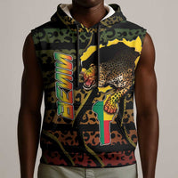 Personalized Benin Sleeveless Hoodie Powerful African Leopard - Wonder Print Shop