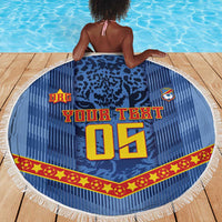 Custom DR Congo Football Beach Blanket Leopard Jaguar Tribal Pattern With Flags