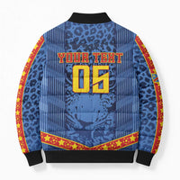 Custom DR Congo Football Bomber Puffer Jacket Leopard Jaguar Tribal Pattern With Flags