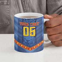 Custom DR Congo Football Ceramic Mug Leopard Jaguar Tribal Pattern With Flags