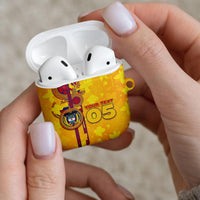 Custom Colombia Football AirPods Case Tropical Orchid Floral Pattern With Coat Of Arms