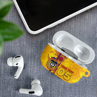 Custom Colombia Football AirPods Case Tropical Orchid Floral Pattern With Coat Of Arms