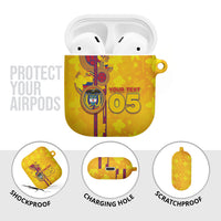 Custom Colombia Football AirPods Case Tropical Orchid Floral Pattern With Coat Of Arms
