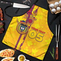 Custom Colombia Football Apron Tropical Orchid Floral Pattern With Coat Of Arms