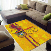 Custom Colombia Football Area Rug Tropical Orchid Floral Pattern With Coat Of Arms