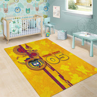 Custom Colombia Football Area Rug Tropical Orchid Floral Pattern With Coat Of Arms