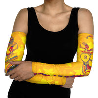 Custom Colombia Football Arm Sleeves Tropical Orchid Floral Pattern With Coat Of Arms