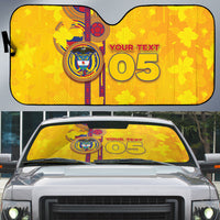 Custom Colombia Football Auto Sun Shade Tropical Orchid Floral Pattern With Coat Of Arms