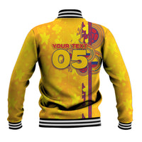 Custom Colombia Football Baseball Jacket Tropical Orchid Floral Pattern With Coat Of Arms