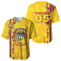 Custom Colombia Football Baseball Jersey Tropical Orchid Floral Pattern With Coat Of Arms
