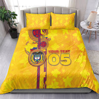 Custom Colombia Football Bedding Set Tropical Orchid Floral Pattern With Coat Of Arms