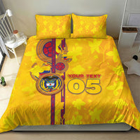Custom Colombia Football Bedding Set Tropical Orchid Floral Pattern With Coat Of Arms