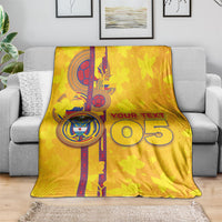 Custom Colombia Football Blanket Tropical Orchid Floral Pattern With Coat Of Arms