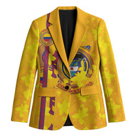 Custom Colombia Football Blazer Tropical Orchid Floral Pattern With Coat Of Arms
