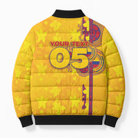 Custom Colombia Football Bomber Puffer Jacket Tropical Orchid Floral Pattern With Coat Of Arms