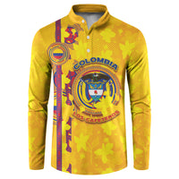 Custom Colombia Football Button Sweatshirt Tropical Orchid Floral Pattern With Coat Of Arms