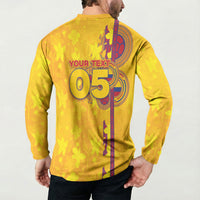Custom Colombia Football Button Sweatshirt Tropical Orchid Floral Pattern With Coat Of Arms