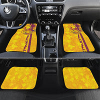 Custom Colombia Football Car Mats Tropical Orchid Floral Pattern With Coat Of Arms