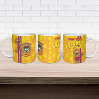 Custom Colombia Football Ceramic Mug Tropical Orchid Floral Pattern With Coat Of Arms