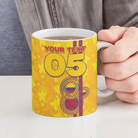Custom Colombia Football Ceramic Mug Tropical Orchid Floral Pattern With Coat Of Arms