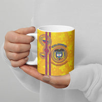 Custom Colombia Football Ceramic Mug Tropical Orchid Floral Pattern With Coat Of Arms
