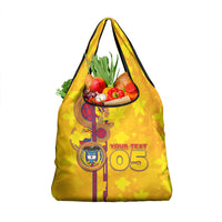 Custom Colombia Football Grocery Bag Tropical Orchid Floral Pattern With Coat Of Arms