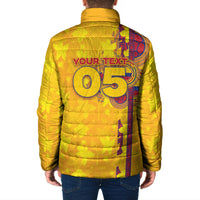 Custom Colombia Football Padded Jacket Tropical Orchid Floral Pattern With Coat Of Arms