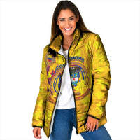 Custom Colombia Football Padded Jacket Tropical Orchid Floral Pattern With Coat Of Arms