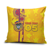 Custom Colombia Football Pillow Cover Tropical Orchid Floral Pattern With Coat Of Arms