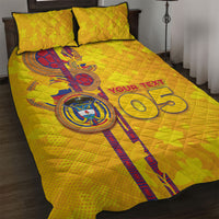 Custom Colombia Football Quilt Bed Set Tropical Orchid Floral Pattern With Coat Of Arms