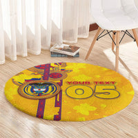 Custom Colombia Football Round Carpet Tropical Orchid Floral Pattern With Coat Of Arms