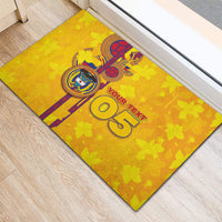 Custom Colombia Football Rubber Doormat Tropical Orchid Floral Pattern With Coat Of Arms