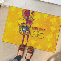Custom Colombia Football Rubber Doormat Tropical Orchid Floral Pattern With Coat Of Arms