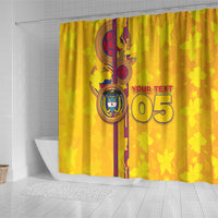 Custom Colombia Football Shower Curtain Tropical Orchid Floral Pattern With Coat Of Arms