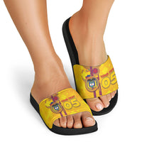 Custom Colombia Football Slide Sandals Tropical Orchid Floral Pattern With Coat Of Arms