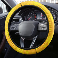 Colombia Football Steering Wheel Cover Tropical Orchid Floral Pattern With Coat Of Arms