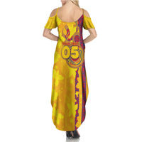Custom Colombia Football Summer Maxi Dress Tropical Orchid Floral Pattern With Coat Of Arms