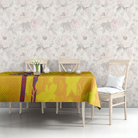 Custom Colombia Football Tablecloth Tropical Orchid Floral Pattern With Coat Of Arms