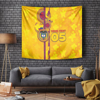Custom Colombia Football Tapestry Tropical Orchid Floral Pattern With Coat Of Arms
