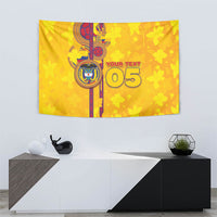 Custom Colombia Football Tapestry Tropical Orchid Floral Pattern With Coat Of Arms