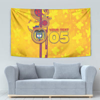 Custom Colombia Football Tapestry Tropical Orchid Floral Pattern With Coat Of Arms